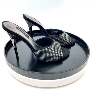 Nine West 7 M Divas Heeled Slide Sandals Suede